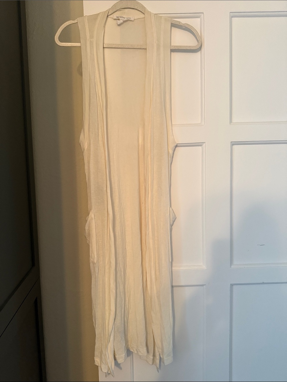 BCBGeneration Cream Long Sleeveless Duster Vest